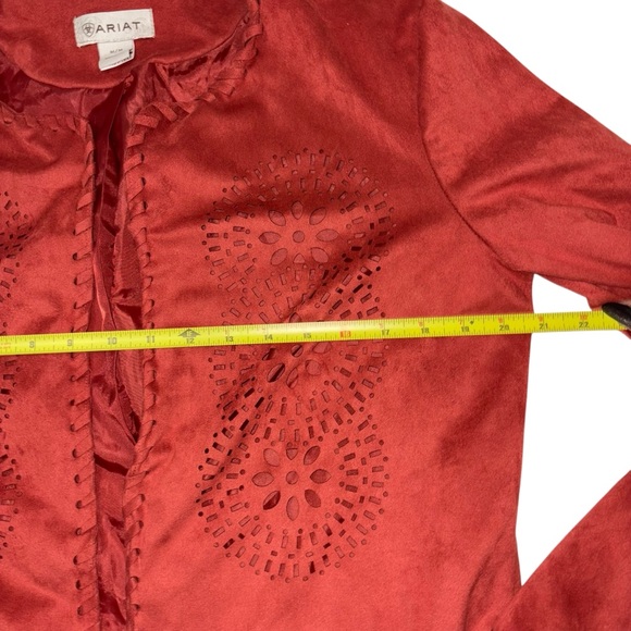 Ariat Women's Size M. Faux Suede Red/Rust Fringe Jacket Western Rodeo Concert - Picture 4 of 6